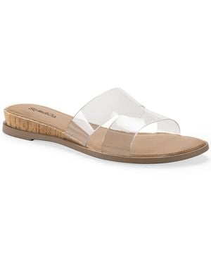 Style & Co. Emmaa Vinyl Two Band Flat Sandals - White