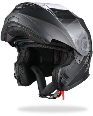 Ahr Run-m3 Modular Flip Up Helmet Full Face Dual Visor Dot Motorcycle Bike - Black
