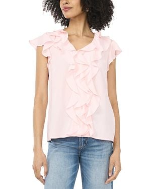 SAM & JESS Short Flutter-sleeve V-neck Top - White