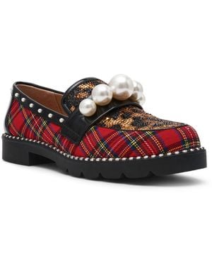 Betsey Johnson Harloe Embellished Low Heel Loafers - Red