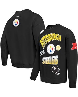 Pro Standard Pittsburgh Steelers Turn It Up Drop Shoulder Pullover Sweatshirt - Black