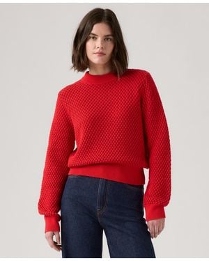 Levi's Snowflake Crewneck Long Sleeve Sweater - Red