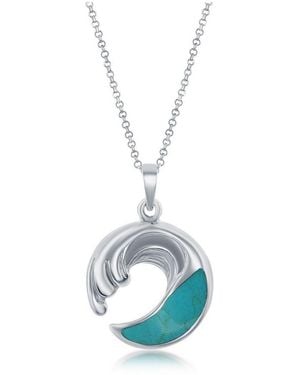 Simona Sterling Silver Wave Turquoise Pendant - Blue