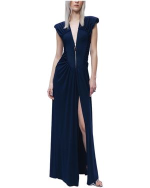 Nocturne Zip-front Draped Maxi Dress - Blue