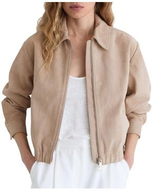 Reiss Lottie Collared Bomber Jacket - Natural