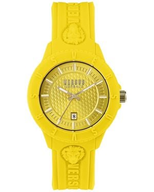 Versus Tokyo Silicone Date Quartz Silicone Strap 43mm - Yellow