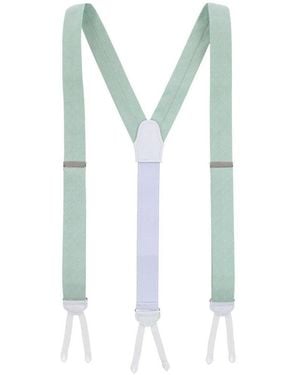 Trafalgar Churchill Chambray Polka Dot Linen Blend Formal End Suspenders - Green