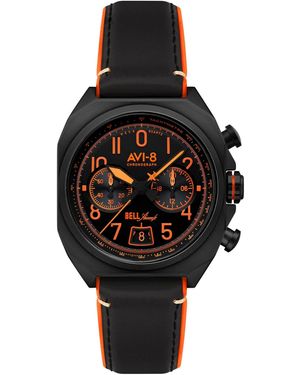 AVI-8 Bell X-1 Leather Strap Watch - Black