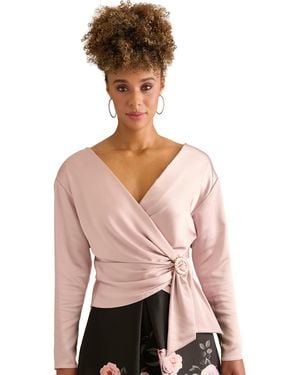 Muse V-neck Long-sleeve Top - Pink