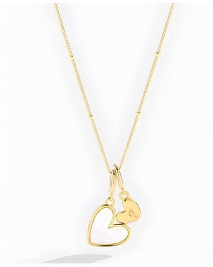 Mint & Lily Mother Of Pearl Heart Initial Necklace - Metallic