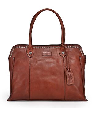 Old Trend Genuine Leather Soul Stud Satchel Bag - Orange