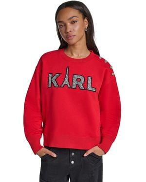 KARL LAGERFELD Eiffel Tower Graphic Sweatshirt - Red