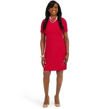 Kasper Short Sleeve Crewneck Dress - Red