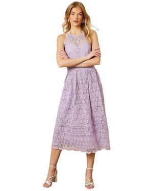 Oasis Lace Detail Halterneck Midi Dress - Purple