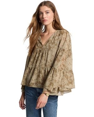 Michael Kors Long-sleeve Tie-neck Floral Blouse - Brown