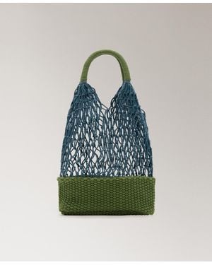 Mango Cotton Mesh Shoulder Bag - Green