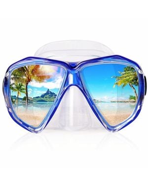 Gnuadz Snorkel Mask Panoramic Hd Anti-fog Tempered Glass - Blue