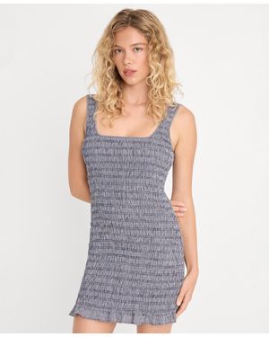 GOOD AMERICAN Sleeveless Smocked Mini Dress - Blue