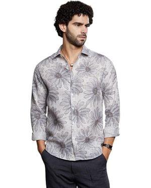 Campus Sutra Coin Gloomy Daisy Shirt - Gray