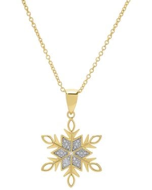 Macy's Diamond Accent Snowflake Pendant Necklace - Metallic