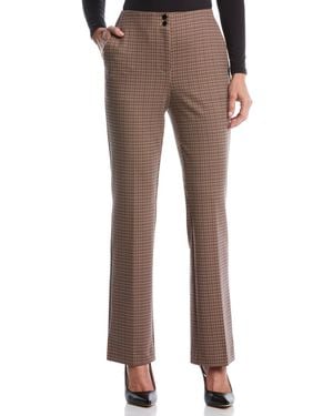 Rafaella Petite Plaid Print Ponte Bootcut Pants - Brown