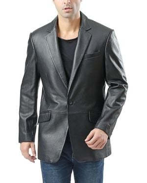 BGSD Men John One-button Leather Blazer - Gray