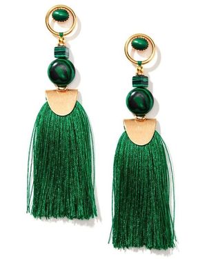Nectar Nectar New York Gemstone Tassel Earrings - Green