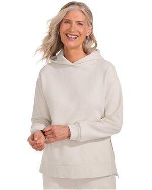 Lands' End Long Sleeve Serious Sweats Hooded Tunic Sweatshirt - White