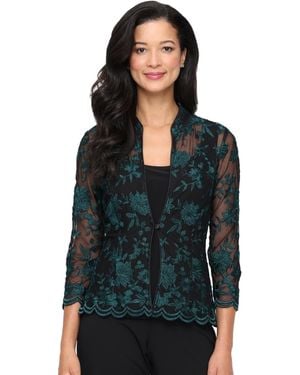 Alex Evenings Petite Embroidered 3/4-sleeve Jacket & Tank Set - Green