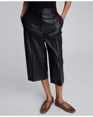 Kenneth Cole High Rise Pintuck Cropped Capris Pants - Black