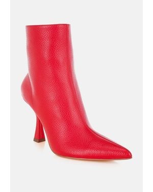 Rag & Co London Rag Farnak Pleather Spool Heel Boots - Red