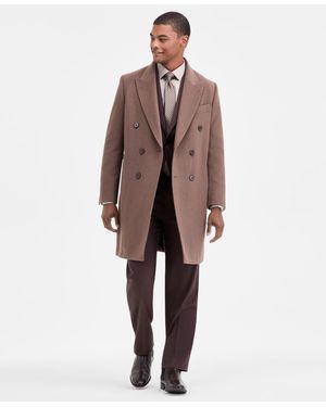 Calvin Klein Classic-fit Wool Blend Overcoat - Brown