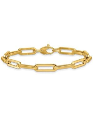 Curata Jewelry Solid 18k Gold Italian 7.5 Inch 5.3mm Squared Paperclip Link Bracelet - Metallic