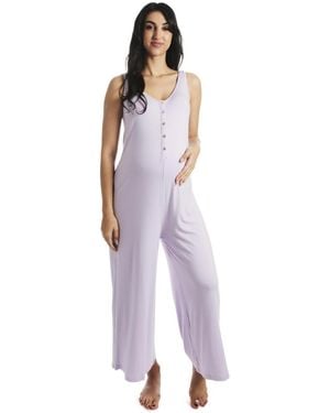 Everly Grey Maternity Luana Maternity/nursing Jumpsuit - Purple