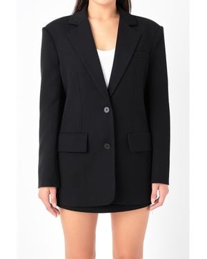Grey Lab Oversized Notched Collar Blazer - Black