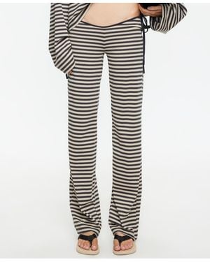 Lioness Low Rise Striped Waist Tie Pants - Gray