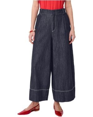 Masai High-rise Wide-leg Cropped Jeans - Blue