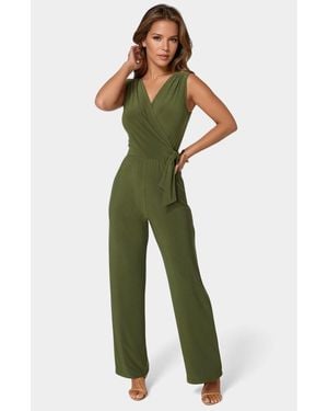Bebe Jersey Wrap Tie Jumpsuit - Green