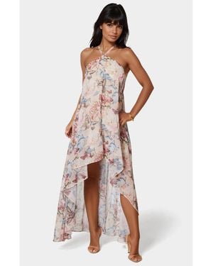 Bebe High Low Halter Dress - White