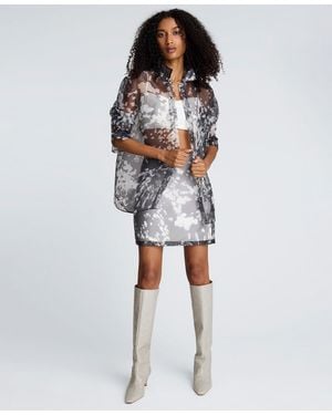 Kenneth Cole Printed Organza Mini Skirt - Gray