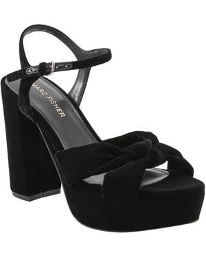 Marc Fisher Deren High Block Heel Platform Sandals - Black