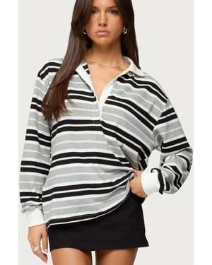 Edikted Renya Striped Rugby Shirt - Gray