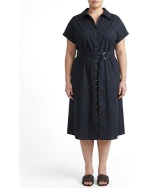 UNIVERSAL STANDARD Plus Size Sandy Stretch Poplin Shirtdress - Blue
