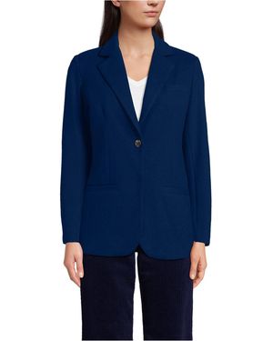 Lands' End Brushed Ponte Traditional Blazer - Blue