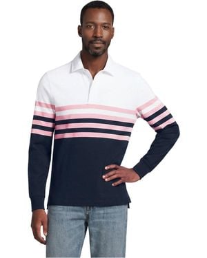 Lands' End Long Sleeve Stripe Rugby Shirt - Blue