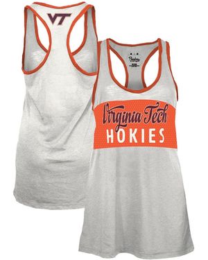 Pressbox White/orange Virginia Tech Hokies Tracy Racerback Burnout Tank Top - Gray
