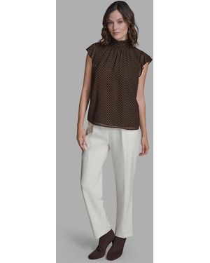 BCBGMAXAZRIA Polka Dot Mock Neck Blouse - Multicolor