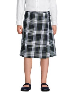 Lands' End Big Girls School Uniform Slim Plaid A-line Skirt Below The Knee - Black