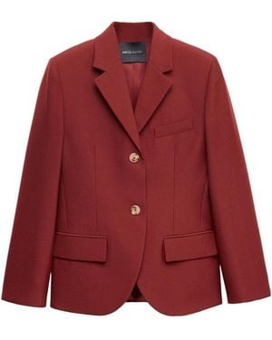 Mango Selection Wool-blend Lapel Collar Suit Blazer - Red