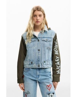 Desigual Bimaterial Parka Mickey Mouse - Blue